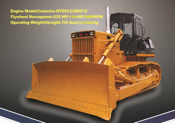 Crawler Type Small Bull Dozers Yellow Color 131kW 1850rpm Power